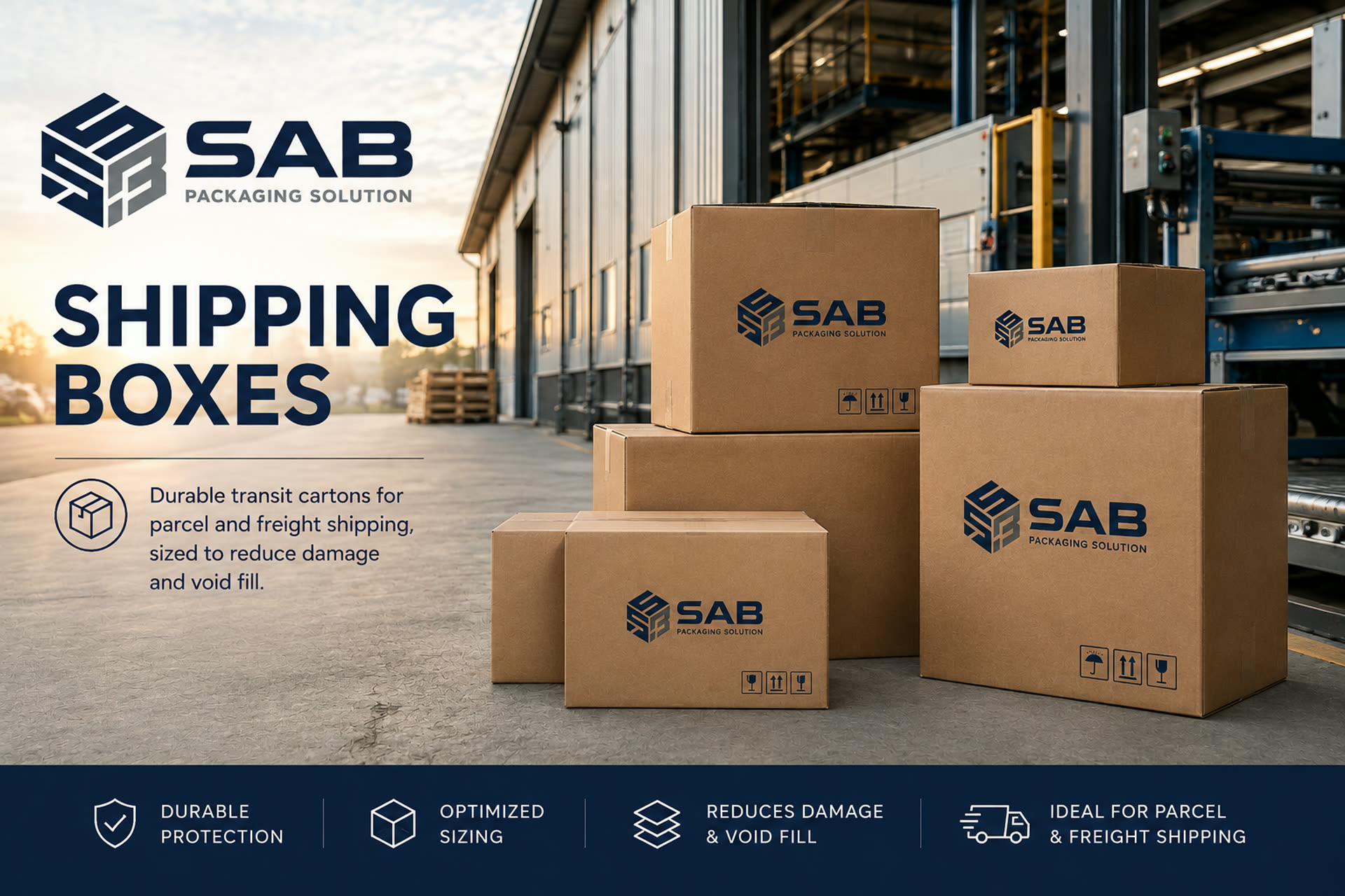 Stack of plain kraft corrugated boxes