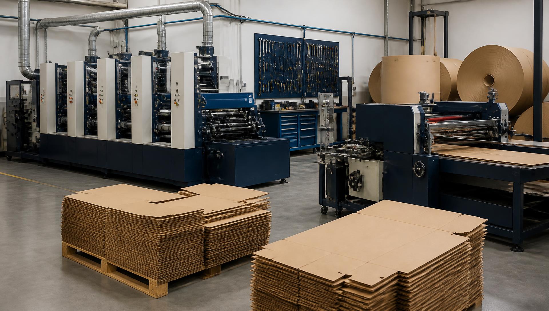 Modern corrugated packaging converting workshop